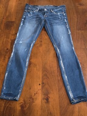 Express Zelda Ultra Low-Rise Distressed Silver Splattered Skinny Jeans Size 4